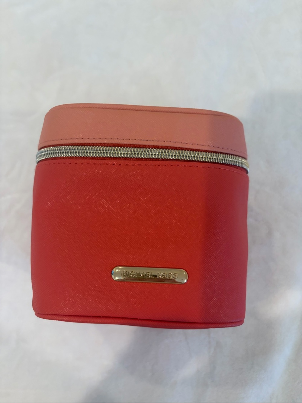Michael Kors Red and Coral Zip Cosmetic Case